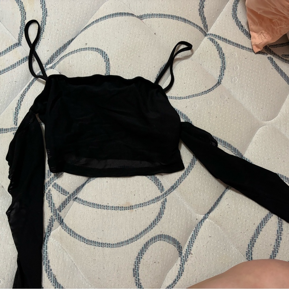 Black cropped sheer Women's Top